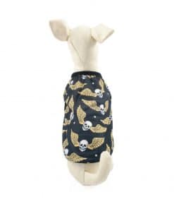 Ropa de Hallloween para perros pequeños Camiseta calavera alada