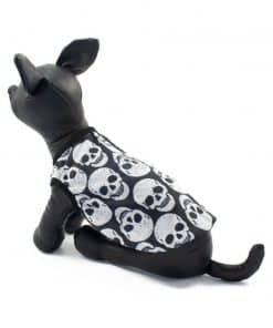 Ropa de Hallloween para perros pequeños Camiseta craneos blancos
