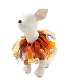 Ropa Halloween para perro collar naranja gris