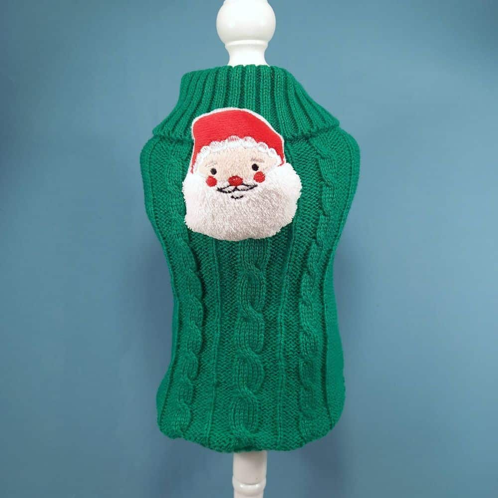 Jersey verde para perros pequenos de navidad con papa noel MINIATURAL