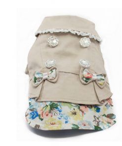 Abrigo perros pequeños Beige Boton Cristal Flores Lazos Ropa Perros Invierno (2)