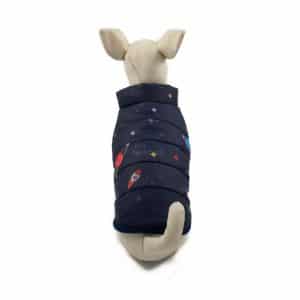 ALT abrigo acolchado azul para perros con dibujos espaciales