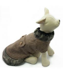 Abrigo Perro Marron Espiga Cuello Piel Pelo 02