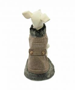 Abrigo Perro Marron Espiga Cuello Piel Pelo 03