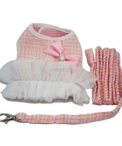 ALT arnes rosa vestido para perritas con correa