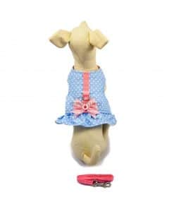 ALT arnes azul acolchado para perros con forma de vestido para perritas
