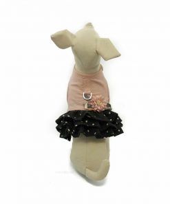 Arnes Vestido Perro Lujo Rosa Negro Flor (3)