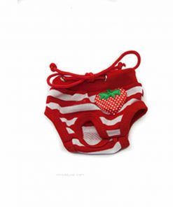 braguitas para perras Bragas Perra Underwear Rojo Rayas Blancas Fresa Cordones Ropa Perros (2)