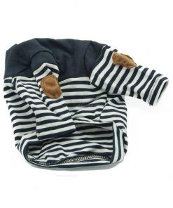 Camiseta Perro Rayas Negras Coderas Marron Cuello Negro Primavera Otoño Ropa Perros (2)
