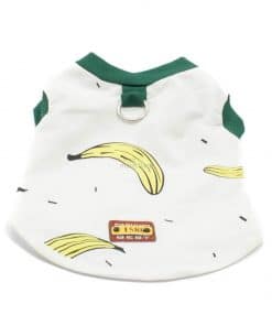 Camiseta Perros Blanca Dibujo Platanos Cuello Verde Ropa Perros Verano (2)