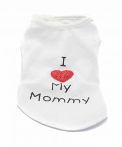 Camiseta Perros Blanca I Love My Mommy Corazon Ropa Perros Verano (1)