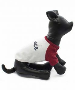 Camiseta Perros Blanca Manga Roja Cuello Rojo Peace Ropa Perros Verano (1)