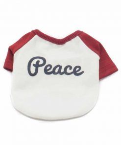 Camiseta Perros Blanca Manga Roja Cuello Rojo Peace Ropa Perros Verano (2)