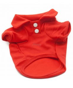 Camiseta Perros Polo Rojo Cuello Botones Blancos Ropa Perros Verano Primavera (2)