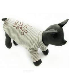 Camiseta Perros Rayas Gris Cuello Alto Ropa Perros Primavera Otoño (1)