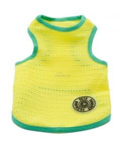 Camiseta Perros Tirantes Amarillo Borde Verde Rejilla Playa Ropa Perros Verano (2)