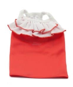 Camiseta Vestido Perro Rojo Cuello Volantes Blanco Ropa Perros Primavera Verano (1)