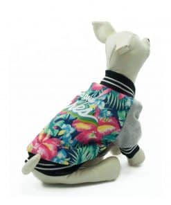 Chaqueta Baseball Perro Gris Flores Hawaiana Ropa Perros Invierno (1)