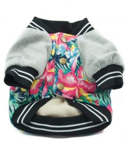 Chaqueta Baseball Perro Gris Flores Hawaiana Ropa Perros Invierno (2)