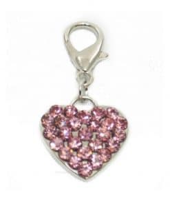 Colgante Para Collar Figura Corazon Rosa Brillantes