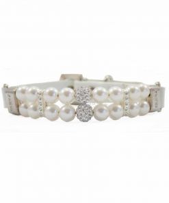 collar blanco para perros pequeños piel sintetica