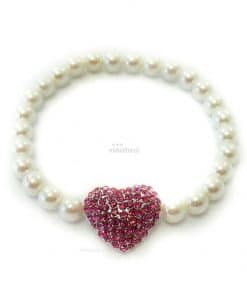 Collar Perlas Perro Corazon.rojo Piedras Lujo