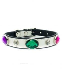 Collar Perro Blanco Piedras Verde Rosa Perro Pequeño (2)