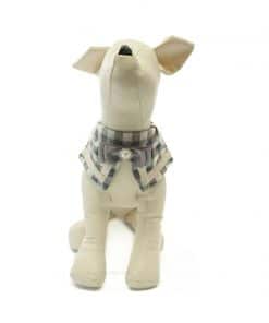 Collar Perro Elegante Pajarita Perla Cuadros Gris (3)