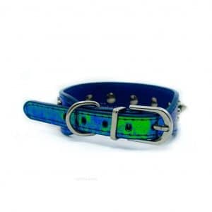 ALT Collar Perro Lujo Cocodrilo Pinchos Azul Metalico (2)