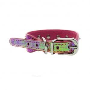 ALT Collar Perro Lujo Cocodrilo Pinchos Rosa Metalico (1)