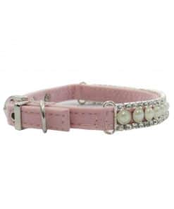 Collar Perro Lujo Perlas Brillantes Rosa Claro (1)