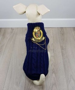ALT sueter azul marino para perros pequeños con escudo