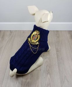 ALT sueter azul marino para perros pequeños con escudo