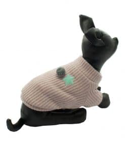 Jersey Cuello Alto Perro Rosa Punto Pompon Estrella Azul (3)