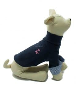 Jersey Elegante Cuello Alto Azul Mangas Camisa Rayas Ropa Perros (4)