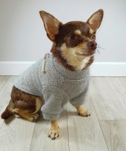 Jersey gris con perlas para perros pequeños