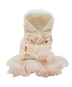 Jersey Perra Rosa Flor Cuello Blanco Falda Tutu Rosa Ropa Perros Primavera Invierno (2)