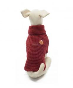 Jersey Punto Rojo Burdeos Cuello Alto Ropa Perros Calentito Invierno (1)