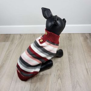 Jersey de rayas con botones 1 ALT jersey rayas para perros pequeños rosa rojo blanco negro