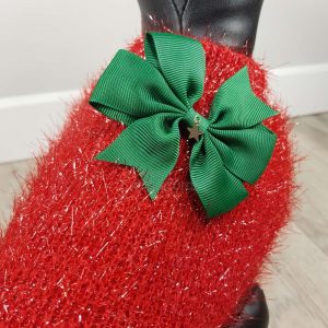 ALT jersey rojo para perros pequeños con lazo verde en la espalda