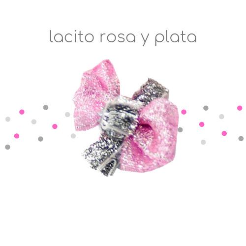 Lazos para Yorkshire - Kit Rosa Plata 2 ALT lazos para yorkshire rosa y plata en forma de lacito