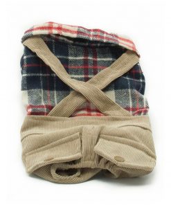 Mono Tirantes Beige Camisa Cuadros Azul Rojo Blanco Ropa Perros Primavera (2)
