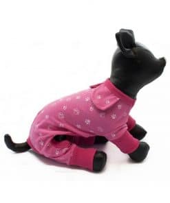 Pijama Perra Rosa Calentito Dibujo Huellas Perros Blancas Ropa Perros Invierno (1)