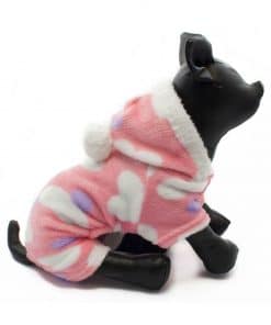 Pijama Perra Rosa Polar Capucha Pompon Corazones Ropa Perros Invierno (1)