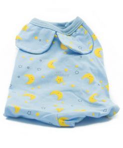 Pijama Perro Azul Estampado Lunas Estrellas Amarillas Ropa Perros (2)