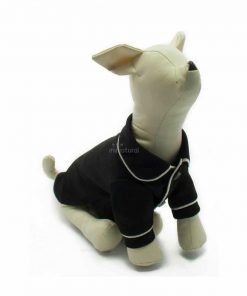 Pijama Perro Negro Botones Elegante Filo Blanco Ropa Perros (3)