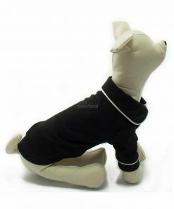 Pijama Perro Negro Botones Elegante Filo Blanco Ropa Perros (4)