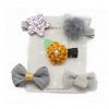 Set Ganchito Pelo Perro Gris Amarillo Marron Lazo Flor Estrella