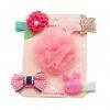Set Ganchito Pelo Perro Rosa Lazo Flor Verde