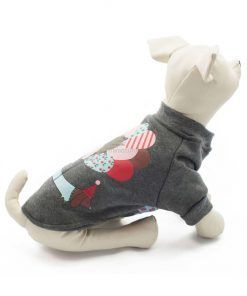Sudadera Gris Cuello Dibujo Perro Salchicha Globos Ropa Perros Invierno Primavera (2)